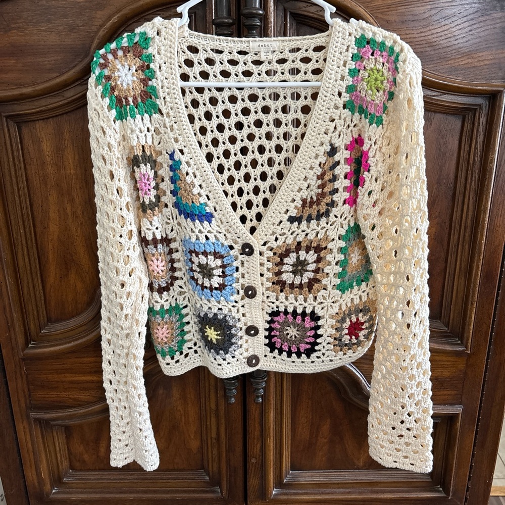 Debut Crochet Patchwork Cardigan Sweater